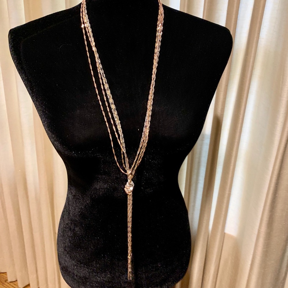 Gold, silver and rose gold chain necklace
